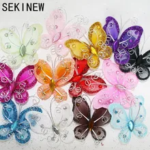 10 шт из искусственного материала органза проволока горный хрусталь бабочка блестящая проволока бабочки ремесло украшения автомобиля