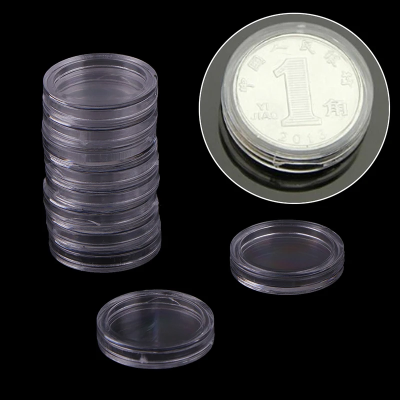 10Pcs Transparent Small Round Coin Holder Box For Coin Collection Gifts