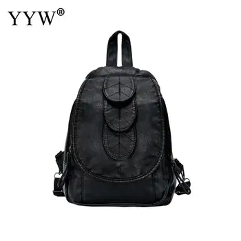 

YYW Black Casual Leaf Backpack Women Waterproof Leather Backpack Female Shoulder Bags For Women 2018 Mochila Feminina Rucksack