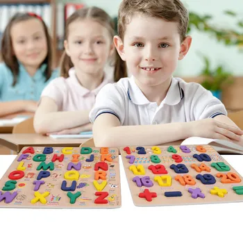 

30*30CM Large Puzzle Wooden Toys Russian Alphabet Puzzles Toys for Children Alphabet Grasp Board Kids Educational Developing Toy