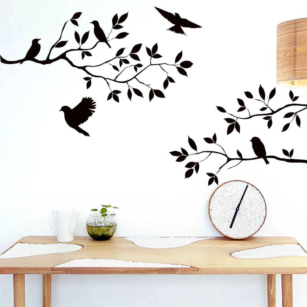 Tree Wall Sticker PVC DIY Removable Art Vinyl Wall Stickers Decor Mural Decal Tree Birds Wall Art Home Decoration