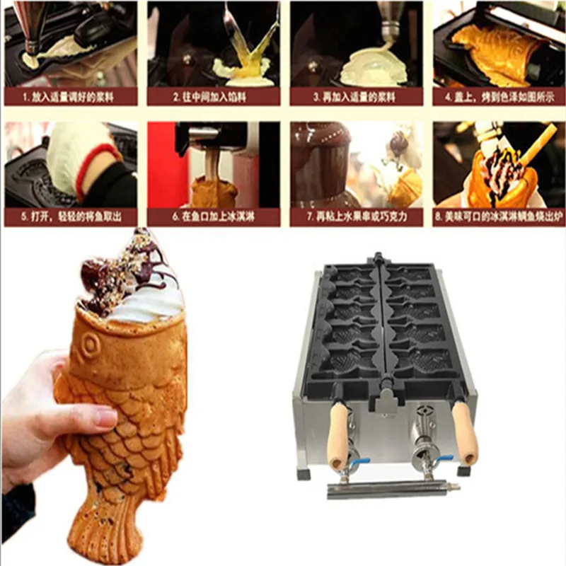 Большая вафельная машина Taiyaki для мороженого с открытым ртом коммерческая