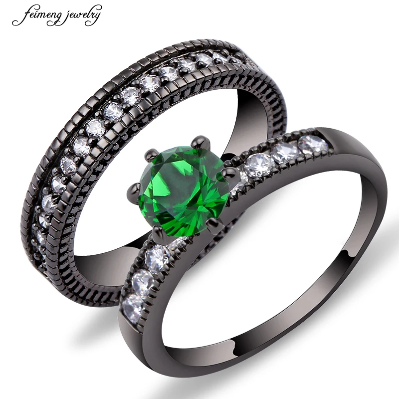 Buy Luxurious Green Ring Sets New Fashion Wedding