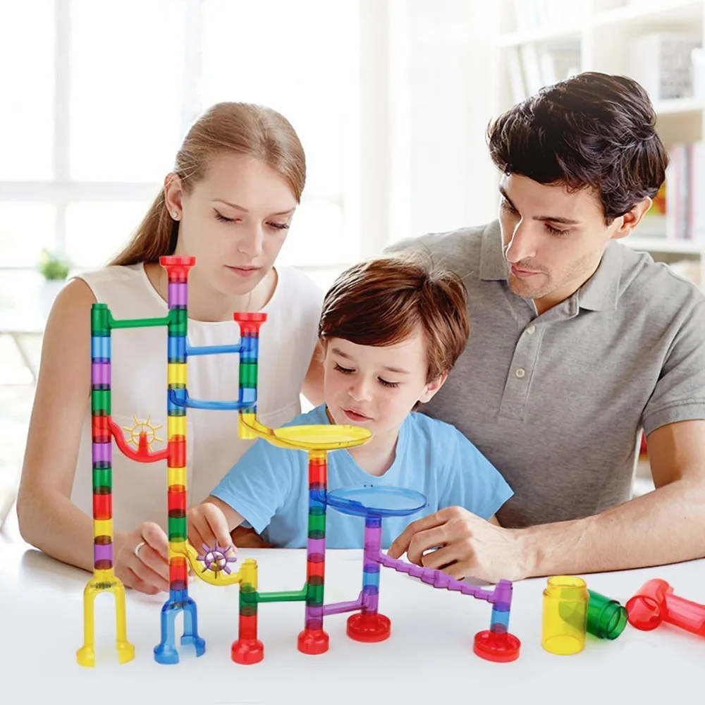 

New Creative DIY Marble Race Run Maze Balls Track Blocks Track Assembly House Construction Building Bricks Toy Building Blocks