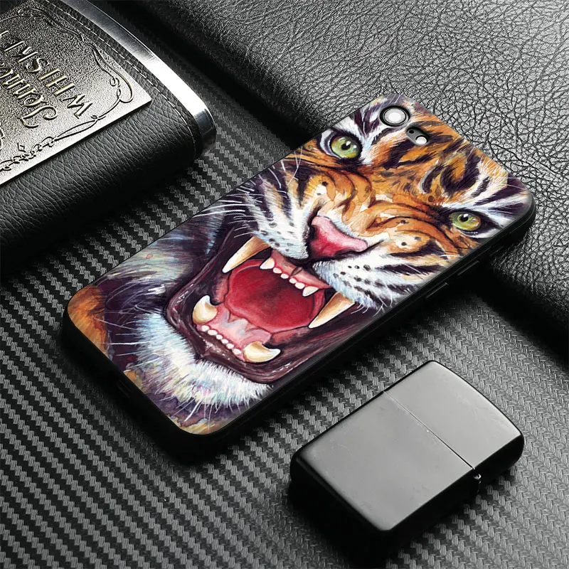 

Ferocious tiger facet Painting art Tpu Soft Silicone Phone Case Cover Shell For Apple IPhone 5 5s SE 6 6s 7 8 Plus X 10