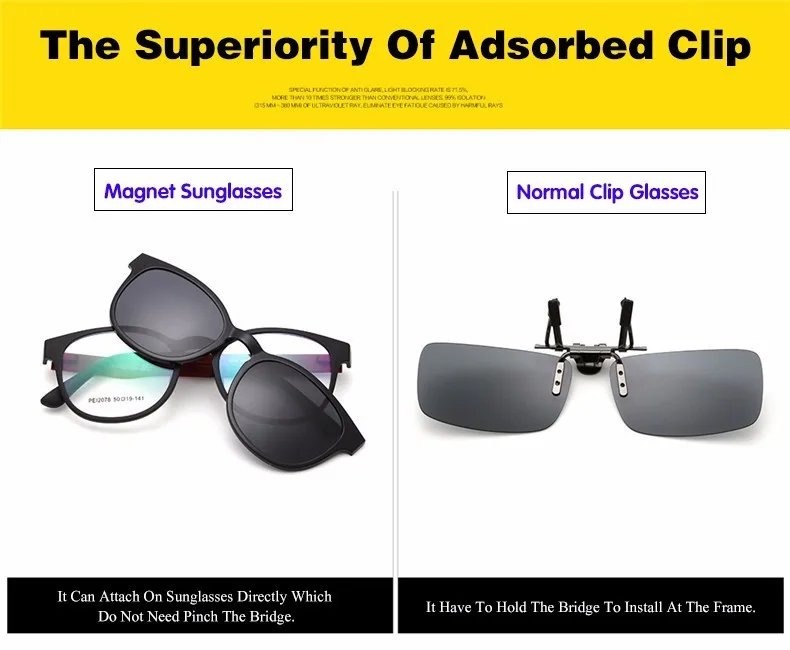 DIDI Lovers квадратный магнит клип на солнцезащитные очки для женщин для ночного вождения покрытие очки оптические очки рамки Lunette U490