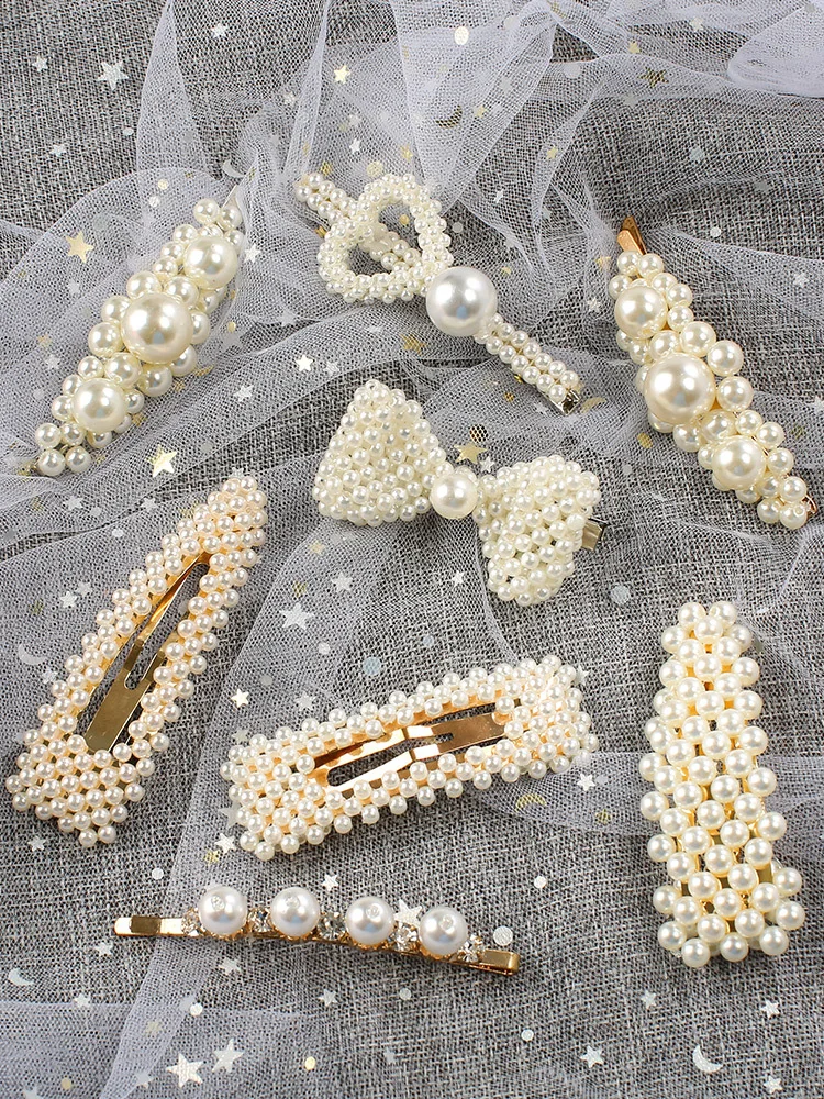 

New fashion Pearl Barrettes with Bowknot for Women Ladies Elegant Jewelry Hairgrips Hair Pins Hair Accessories Headwear