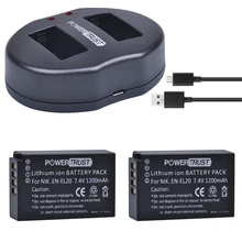 PowerTrust 2 Pièces 1200mAh EN-EL20 EN-EL20a EN EL20 batterie + Double Chargeur USB pour NIKON 1 J1 J2 J3 S1 Caméra