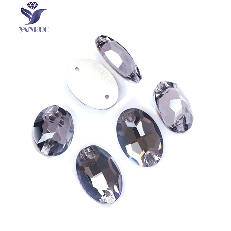 YANRUO 3210 овальные пришитые камни, стеклянные стразы AAAAA, качественные Стразы для шитья, стразы, аппликация, одежда для платья - Цвет: Black Diamond