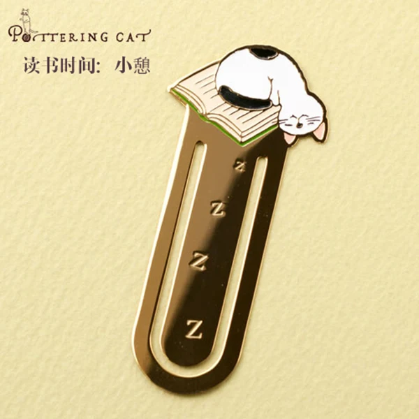 1 шт. Закладка Pottering Cat японский мультфильм милый кот каваи котята книга металлическая маркировка Закладка школьные офисные канцелярские