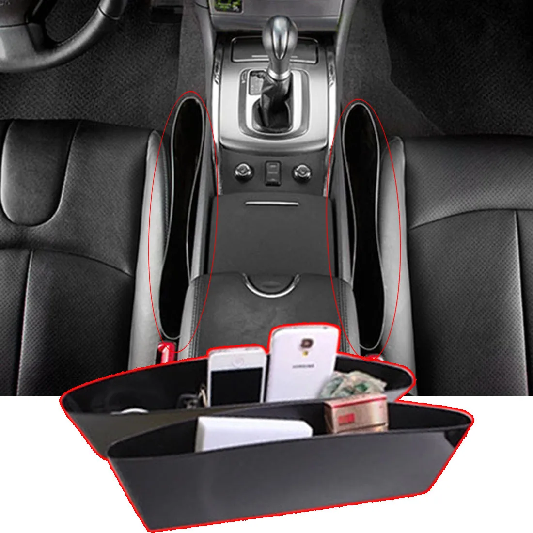 2Pcs PP Car Seat Gap Pocket Holder Organizer Caddy Catch Store All Drop Items Between Car Seat