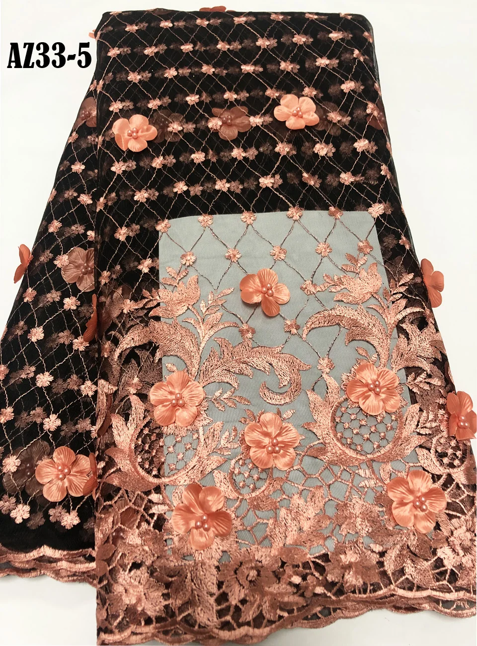 3D цветок кружевная ткань высокое качество французская Сетка кружевная ткань Африканская Тюлевая сетчатая кружевная ткань для свадебного платья Z24