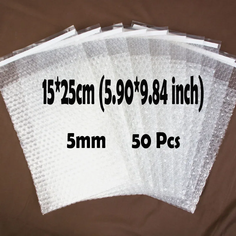 15*25cm (5.90*9.84 inch) 50Pcs 5mm Bubble Pack Wrap Seal Bubble Bag