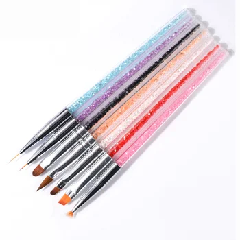 

7Pcs/Set Rhinestones Handle Nail Brush For DIY UV Gel Polish Drawing Liner Carving Painting Nail Art Pens Salon Manicure Tools