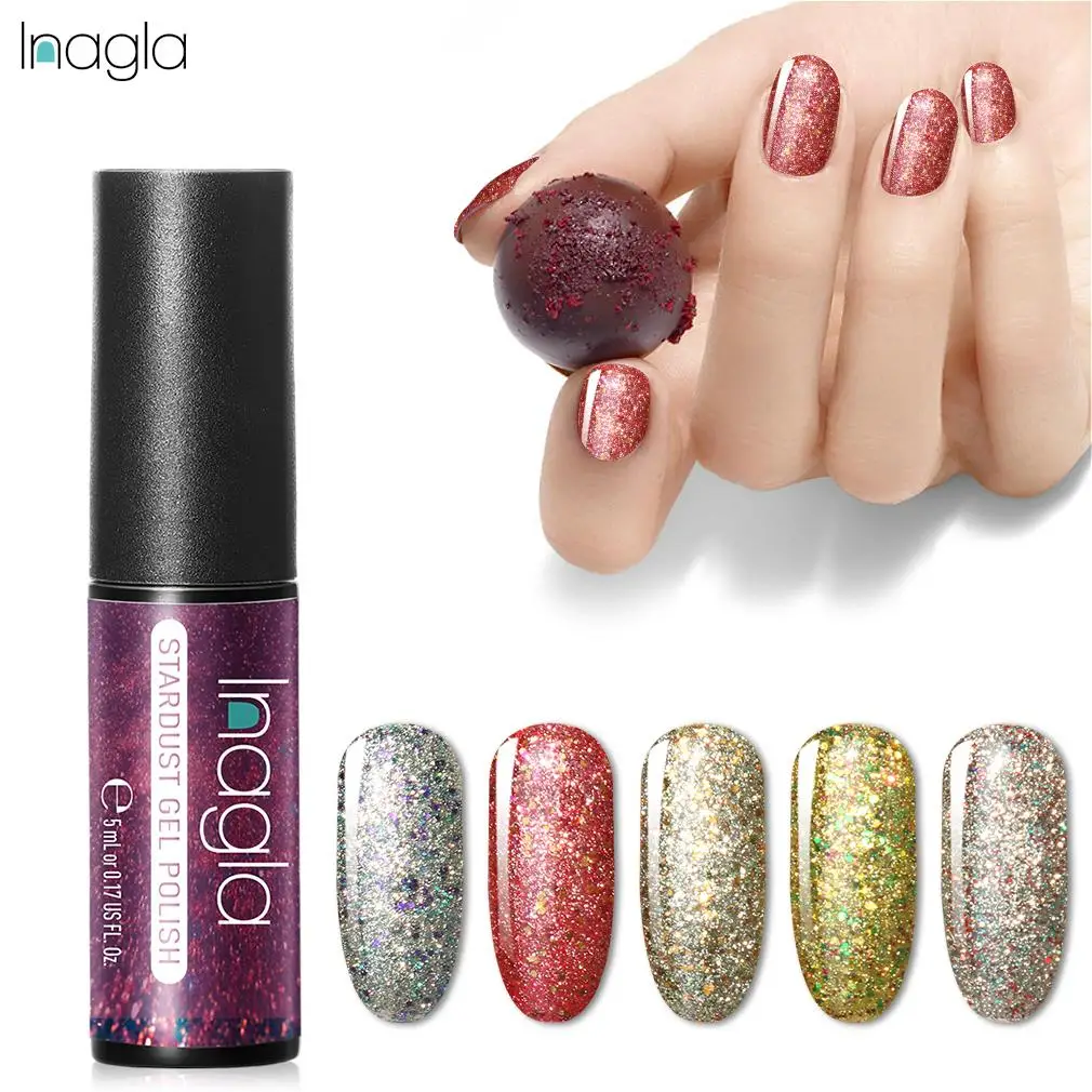 

Inagla Starry Series Nail Polish 5ml Red Gold Blue Soak Off UV Gel Polish Glue Lacquer Manicure Nail Art Varnish Tool