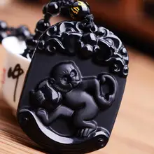 Кристалл пятно народный стиль натуральный настоящий обсидиан с двенадцатью знаками Зодиака кулон с обезьяной ms. man