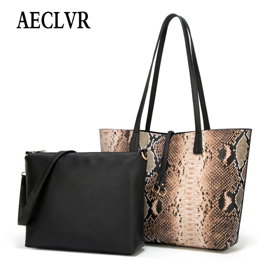 AECLVR Women Bag Vintage Messenger Bags Shoulder Handbag Top-Handle Crocodile Pattern Composite Purse Wallet Leather | Багаж и сумки