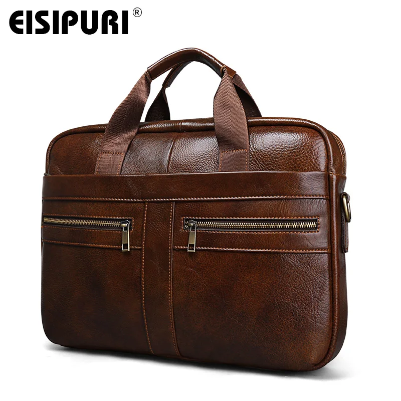 النفط الشمع جلد أصلي للرجال حقيبة أعمال حقائب Crossbody أكياس الرجال السفر 15.6 محمول حقيبة كتف رسول حمل أكياس