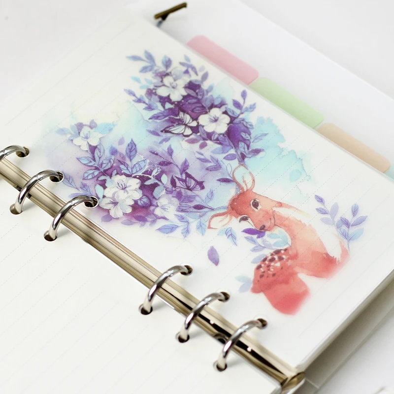 

5 sheet/lot A5 A6 Deer Colored Delicate Scrub Diario Planner Index Page Beautiful Retro Planner Inner Slip Sheet Binder Category