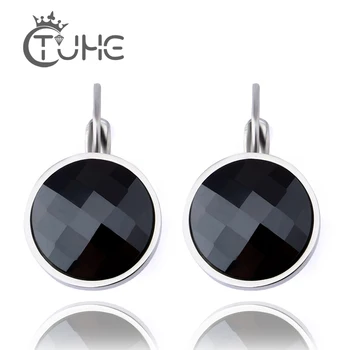 

2019 New Design Black White Silver Color Big Round Ceramic Stud Earrings for Women Fashion Earring Jewelry Wedding Accessories