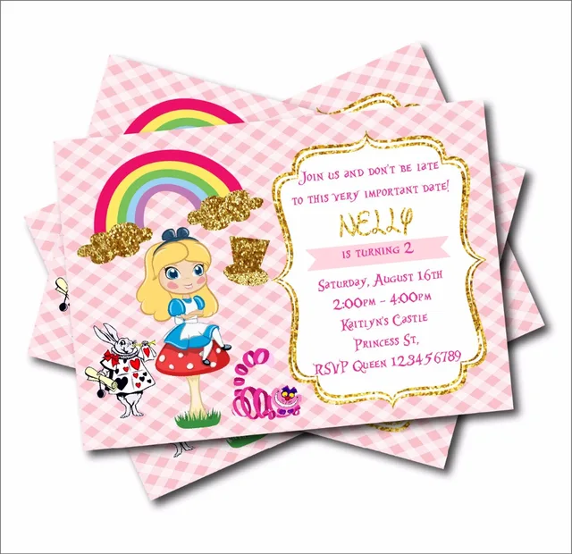 20 Pcs Lot Alice In Wonderland Custom Party Invites Vintage 20 Pcs Lot Alice In Wonderland Custom Party Invites Vintage Baby Shower Invitations Birthday Decoration Supply