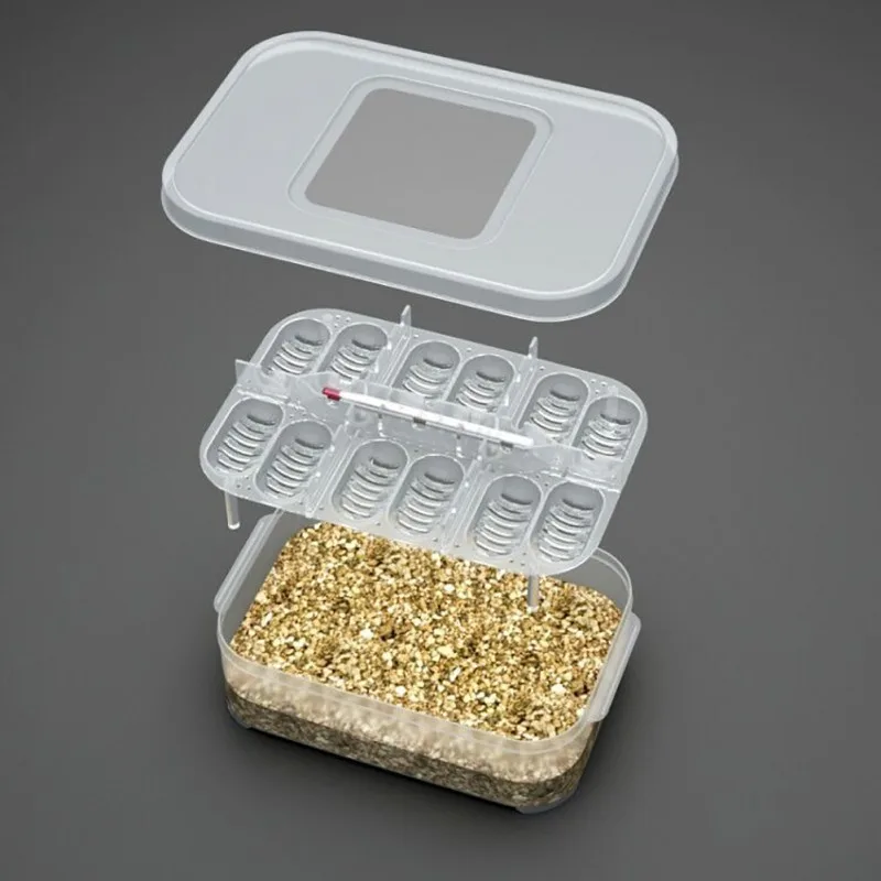12 отверстий Террариум для рептилий прозрачная пластиковая коробка насекомых рептилий транспортная разведение живого корма миска для кормления малышей с термометром
