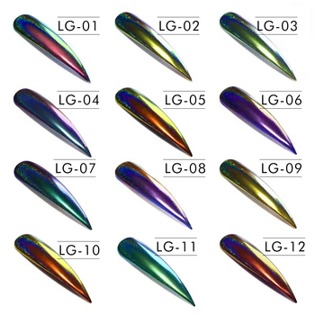 

LCJ 0.2g Chameleon Peacock Holographic Nail Powder Mirror Effect Nail Art Chrome Pigment Nail Glitter