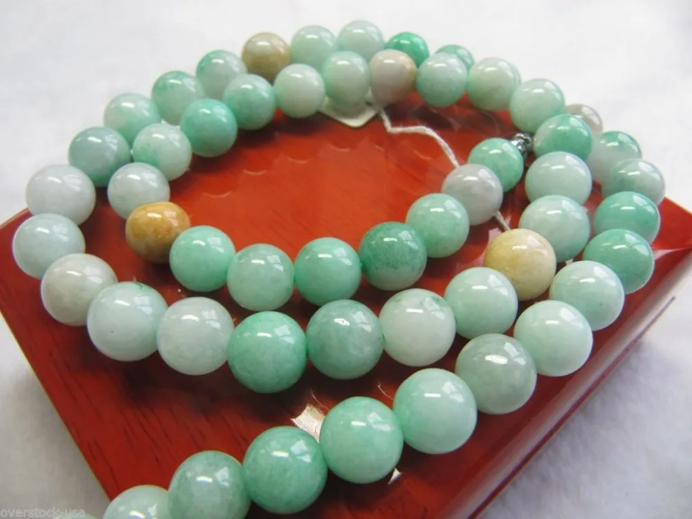 

xiuli 003429 Elegant Certified 100% Natural Green Jade A Grade Jadeite Bead Necklace