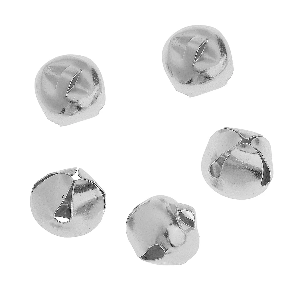 100Pcs Metal Christmas Jingle Bells Pendant Charms DIY Crafts 12mm Silver A