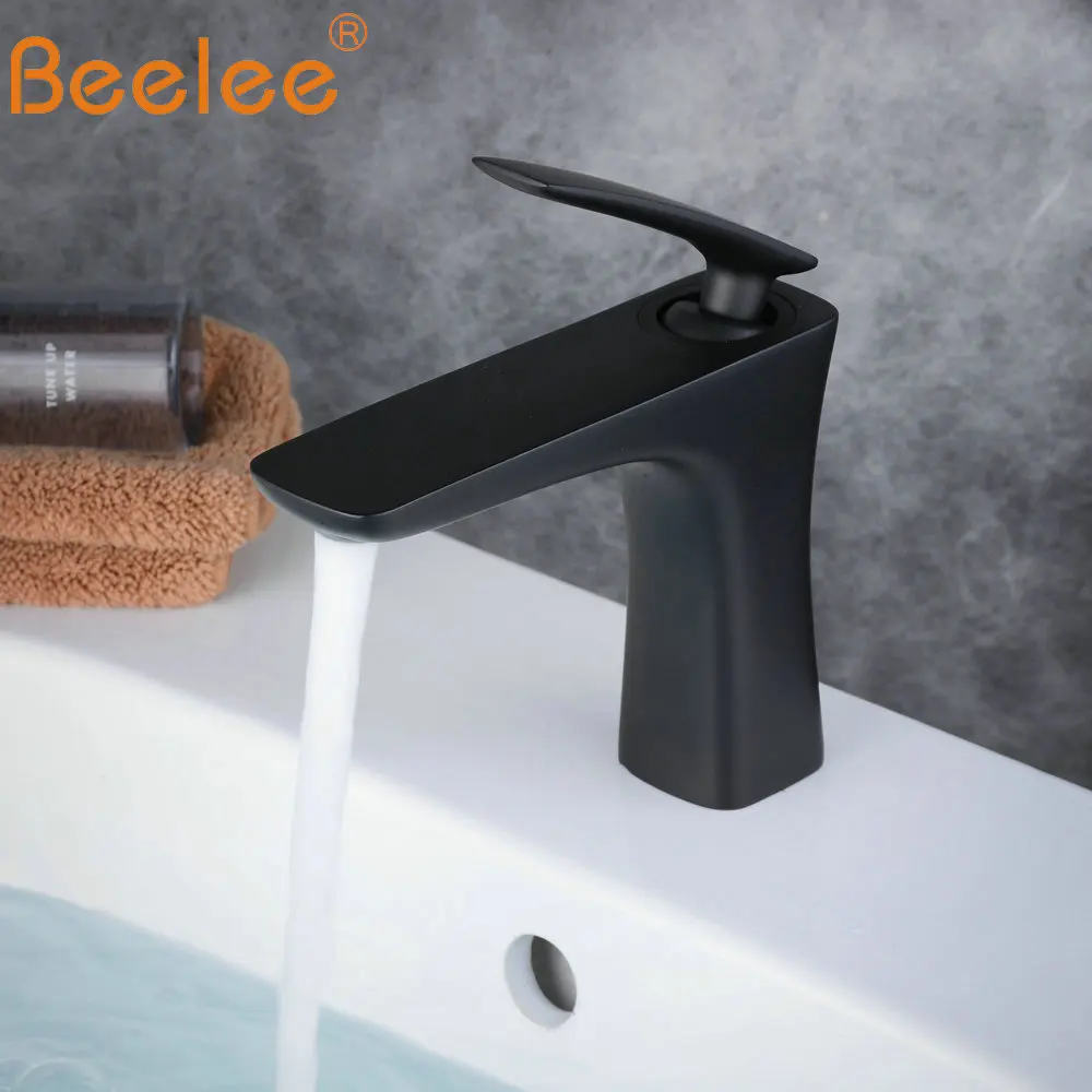 Beelee ванная комната краны смесителя черный счетчик топ раковина Нажмите