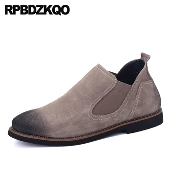 

British Style Slip On New Genuine Leather Runway Casual Fashion Rubber Real Men Shoes Luxury Brand Vintage Spring High Quality