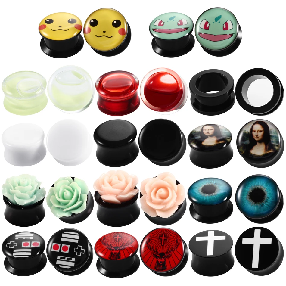 

2pcs/lot Acrylic Ear Plugs and Tunnels Ear Piercigns Helix Piercing Saddle Ear Expanders Stretchers Earring Gauges Body Jewelry