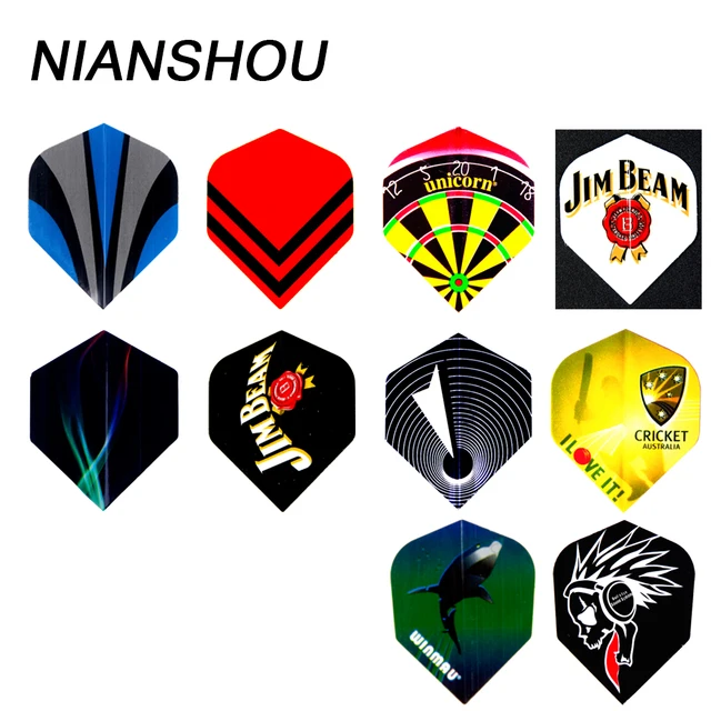 NIANSHOU 30 pcs of Darts Flights in 10 Kinds of Different Patterns PET
