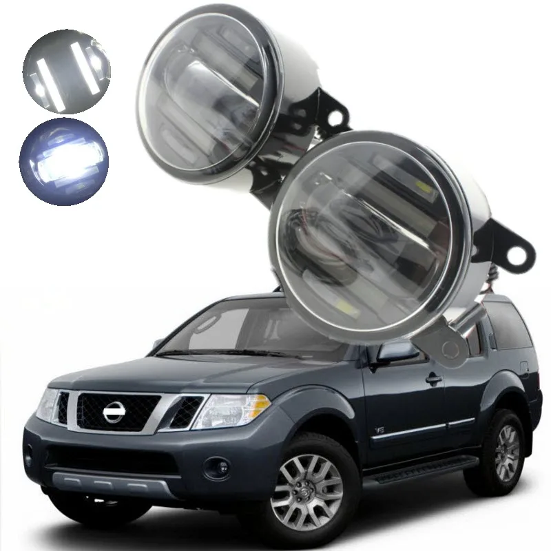 For Nissan Pathfinder R51 2005 2010 2in1 18W LED Fog Lights White Cut Line Lens DRL Daytime