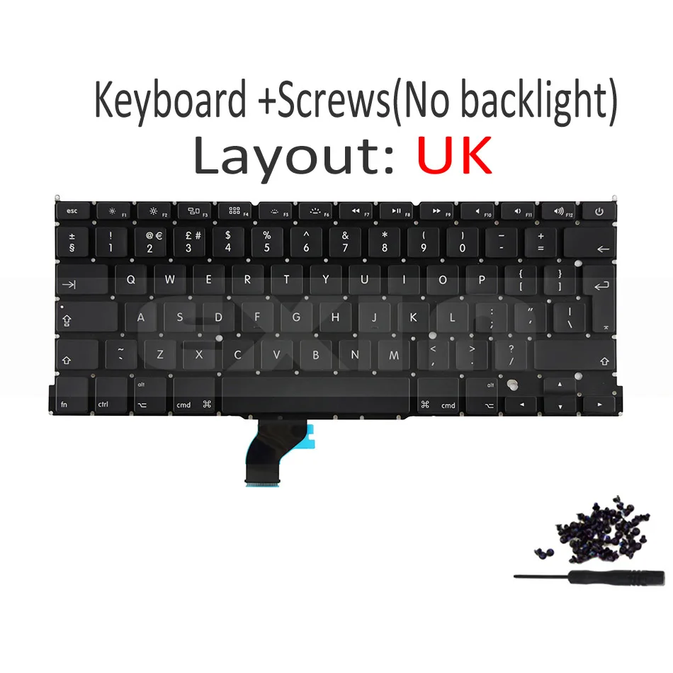 Macbook Pro retina 1" A1502 британский английский клавиатура с Подсветка 2013 год ME864 ME866 MGX72 MGX92 MF839 MF841 - Цвет: Черный