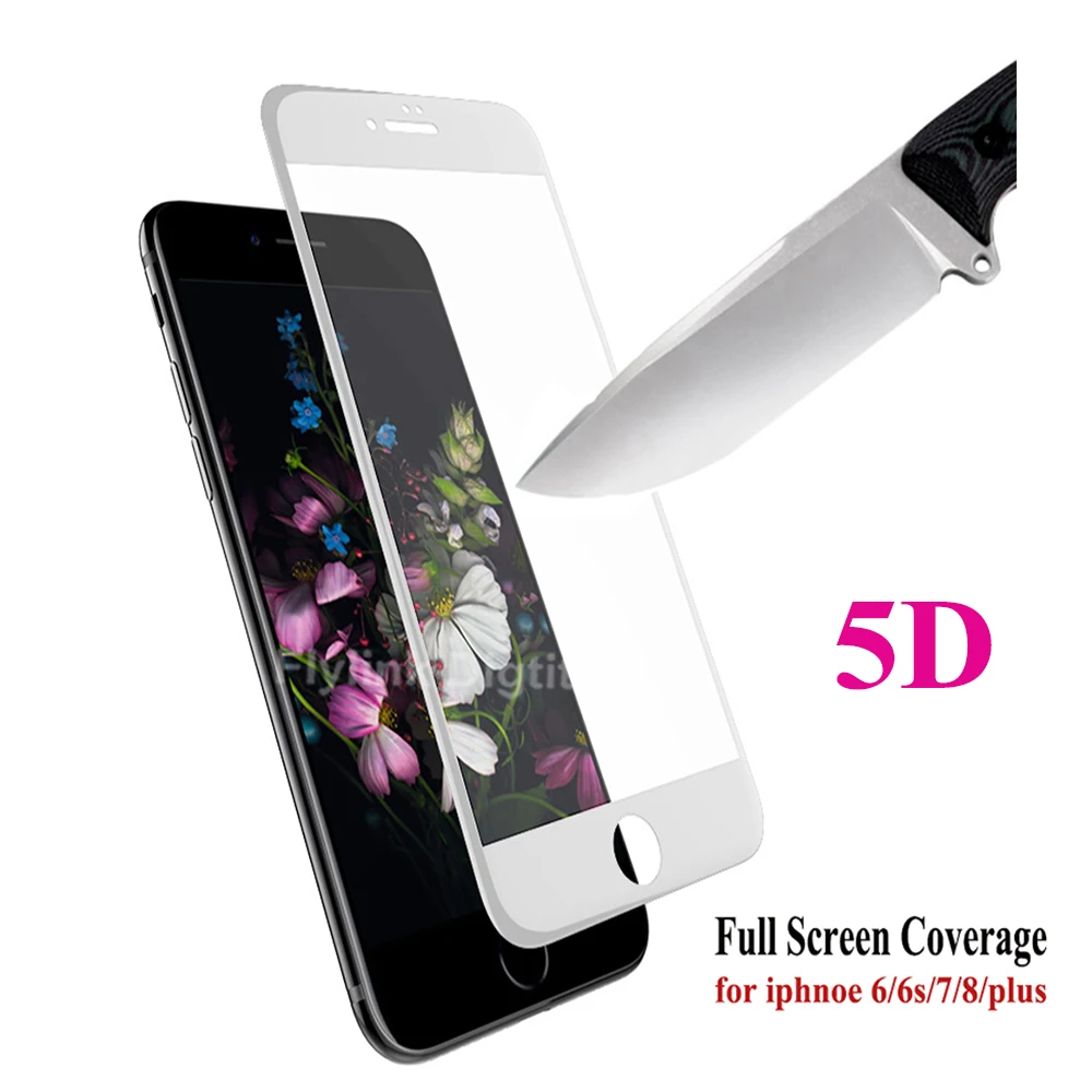5D Защитное стекло для iPhone 6 S полное покрытие защита экрана Противоударная пленка