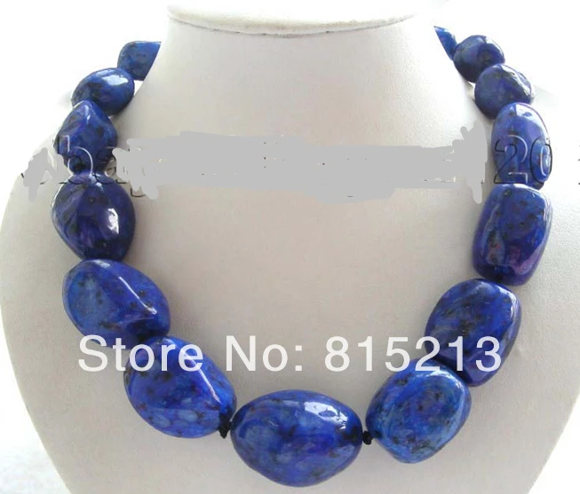 

ddh001068 Natural 35mm Baroque Blue Lapis Lazuli Necklace