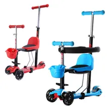 Детская трехколесная коляска светящиеся Колеса детский баланс автомобиль три колеса коляска складной скутер ходунки Коляска 2 в 1