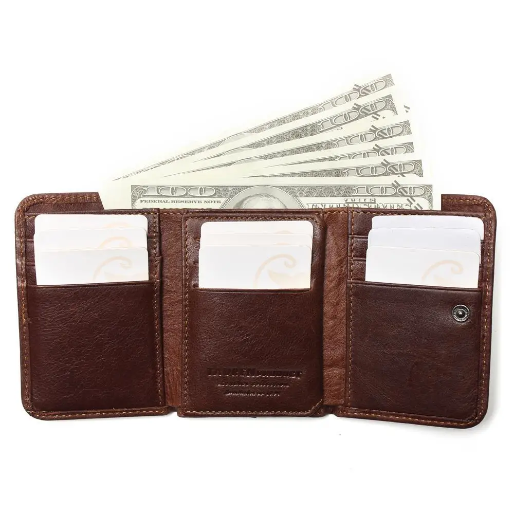 

Wallet Antitheft Scanning Leather Hasp Leisure Men's Slim Mini Case Credit Card Trifold Purse