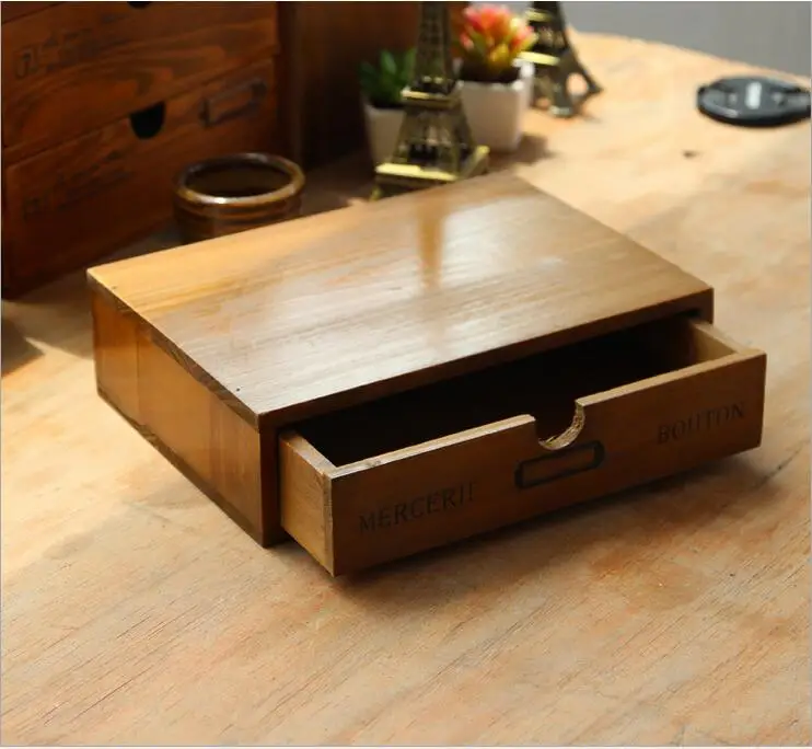 Деревянный ящик для хранения деревянный ящик для офиса Коробка для хранения косметики органайзер для хранения ювелирных изделий для рабочего стола, Хранение Косметики чехол