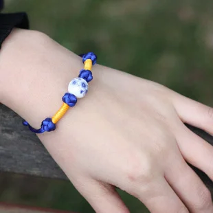 

Pure Handmade Artwork ceramic bracelet New national Ethnic jewelry statement rope ,Chinese wind traditional bohemian bangle