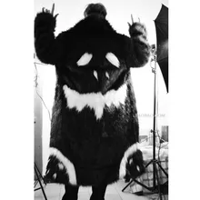 Крутая зимняя утолщенная длинная куртка из искусственного меха в стиле унисекс, черное платье, белая ветровка дьявола, имитация искусственного лисьего меха, меховое пальто