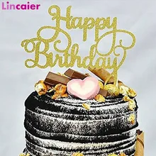 С Днем Рождения Блестящий бумажный Топпер на торт 1-й День рождения украшения для маленьких девочек первый день рождения мальчик Вечерние