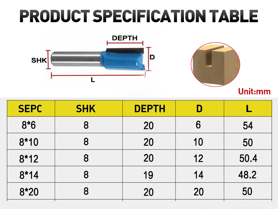 8 мм хвостовик прямой деревянный маршрутизатор Набор бит плотник Фрезерный резак Диаметр резки для токарного станка деревообрабатывающий инструмент