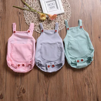 

Choose sizes 2019 Summer Baby Boys and Girls Cotton Sleeveless Solid Romper Newborn Baby clothes 4pcs/lot