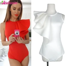 Hot Selling Fashion Ruffle Body Top Womens Sexy Bodysuit Black White Back Zipper Shorts Jumpsuit Sleeveless Combinaison Femme