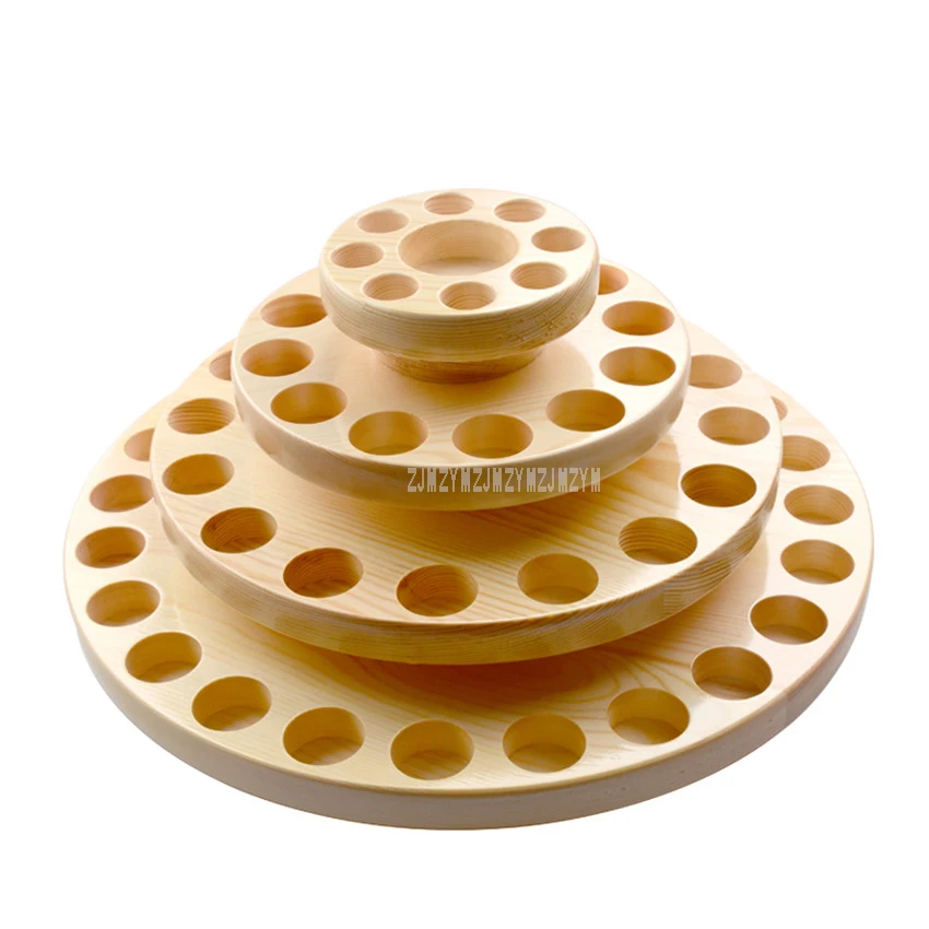 

61-Holes Wood Handmade Rotating Display Storage Rack Wooden Shelf Rack for Essential Oil Bottles Lipstick Cosmetics Medicine