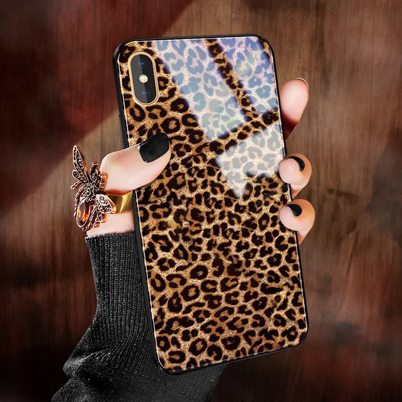 Роскошный леопардовый чехол из закаленного стекла для телефона iPhone 7 8 6 6S Plus Zebra
