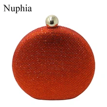 Nuphia женская большая круглая расшитая кристаллами сумочка-клатч и вечерняя сумочка-клатч оранжевый красный