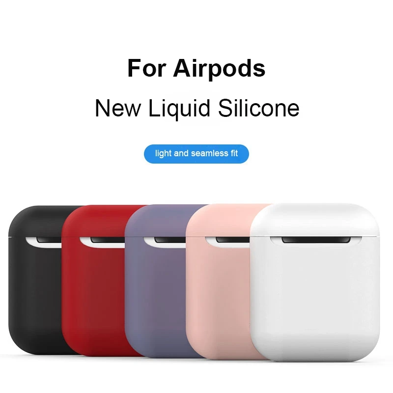Liquid Silicone Earphone Case For Airpods 1 2 Slim Soft Flexible Washable Protection Earphone Cover For Airpods Bag Dust Plug